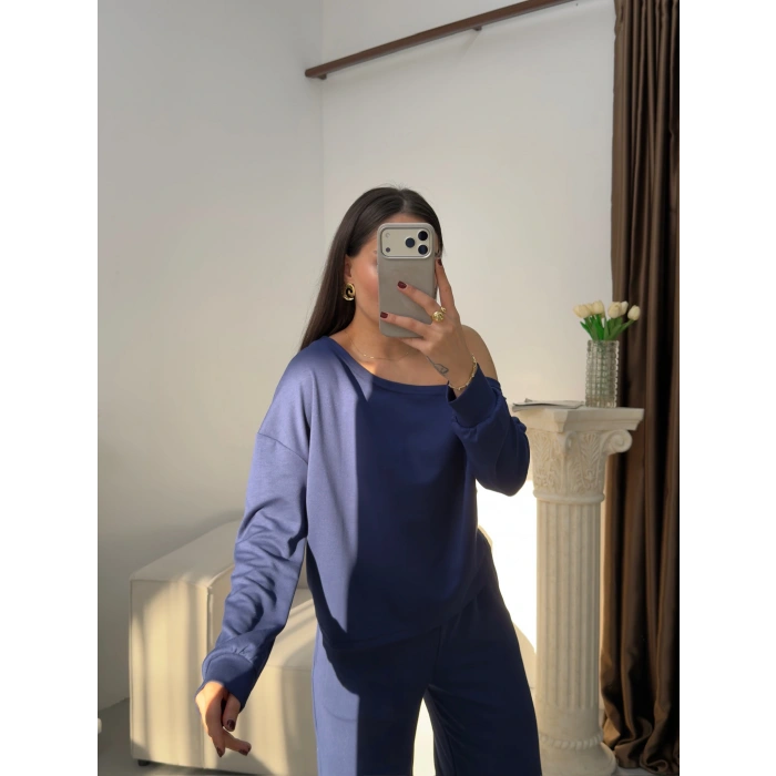 Kayık Yaka Oys Takım - LACİVERT