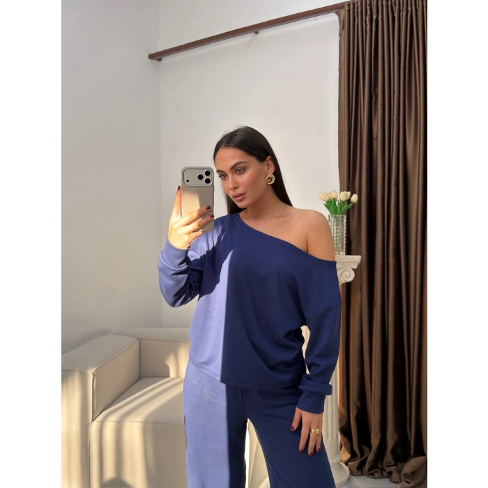 Kayık Yaka Oys Takım - LACİVERT