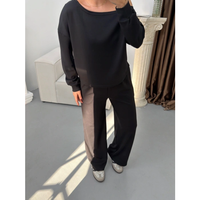 Kayık Yaka Oys Takım - SİYAH