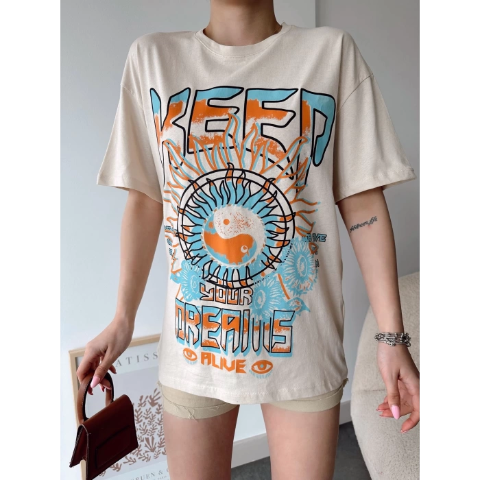Keep Your Dreams Unisex Oversize T-shirt-BEJ