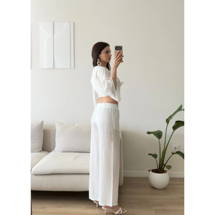 Keten Bağlamalı Takım - BEYAZ