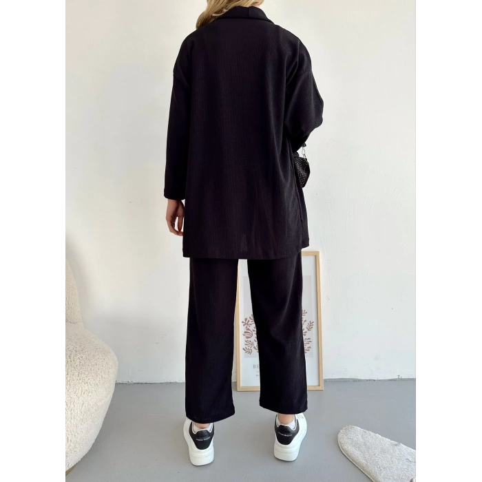 Kimono Salaş Pantolon Takım-SİYAH