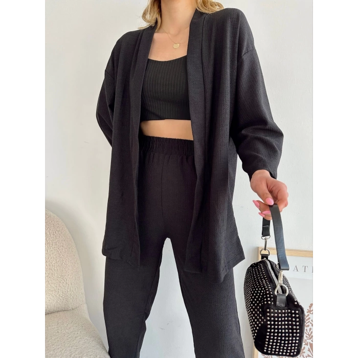 Kimono Salaş Pantolon Takım-SİYAH