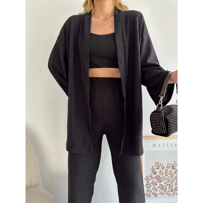 Kimono Salaş Pantolon Takım-SİYAH