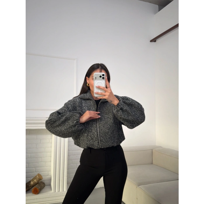 Kırçıllı Fermuar Ceket - ANTRASİT