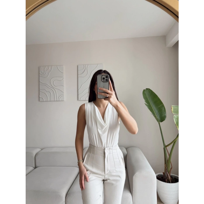 Kolsuz Degaje Bodysuit - BEYAZ