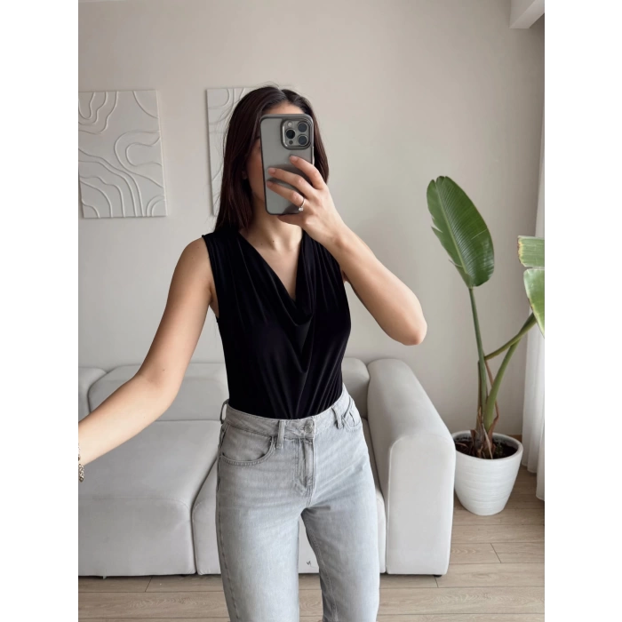 Kolsuz Degaje Bodysuit - SİYAH