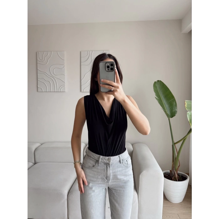 Kolsuz Degaje Bodysuit - SİYAH