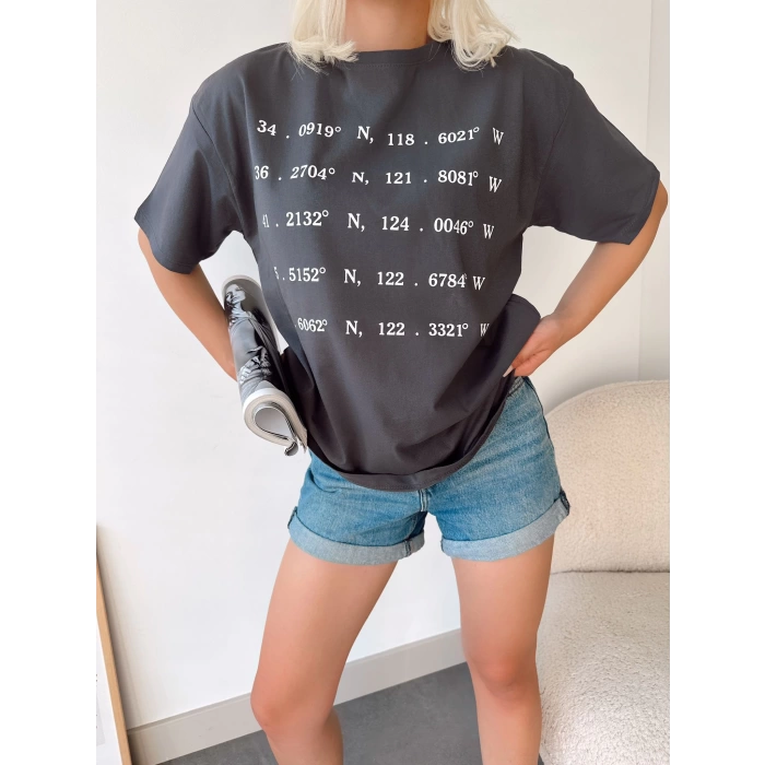 Kordinasyon Baskılı Unisex Oversize T-shirt