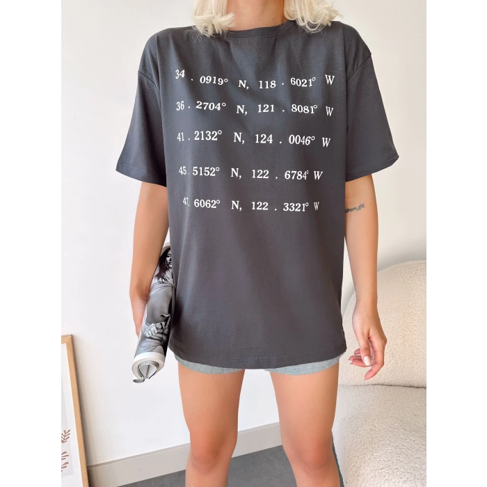 Kordinasyon Baskılı Unisex Oversize T-shirt