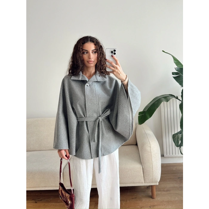 Kuşaklı Kaşe Panço - GRİ