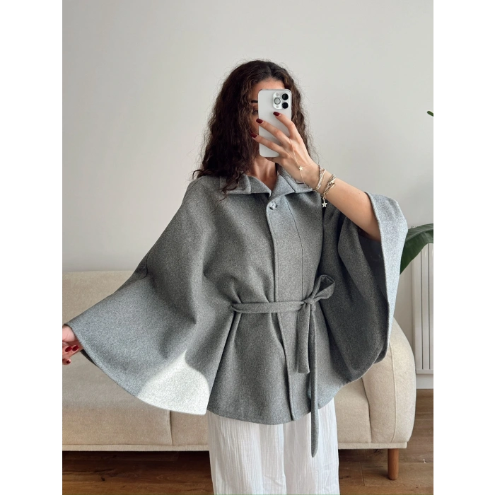 Kuşaklı Kaşe Panço - GRİ