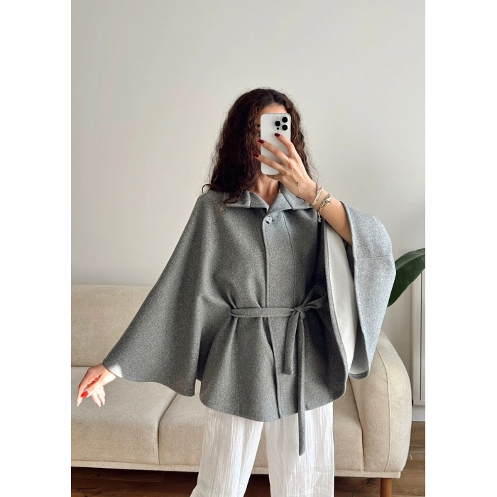 Kuşaklı Kaşe Panço - GRİ