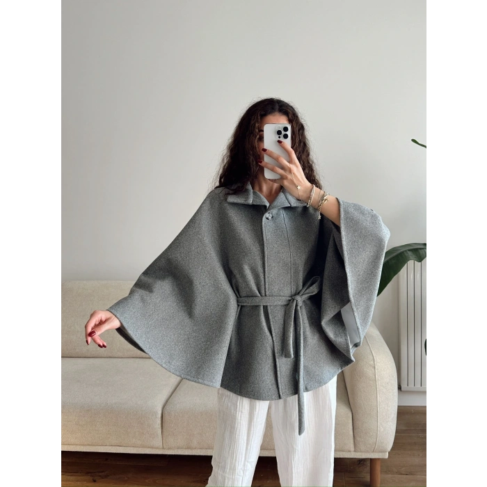 Kuşaklı Kaşe Panço - GRİ