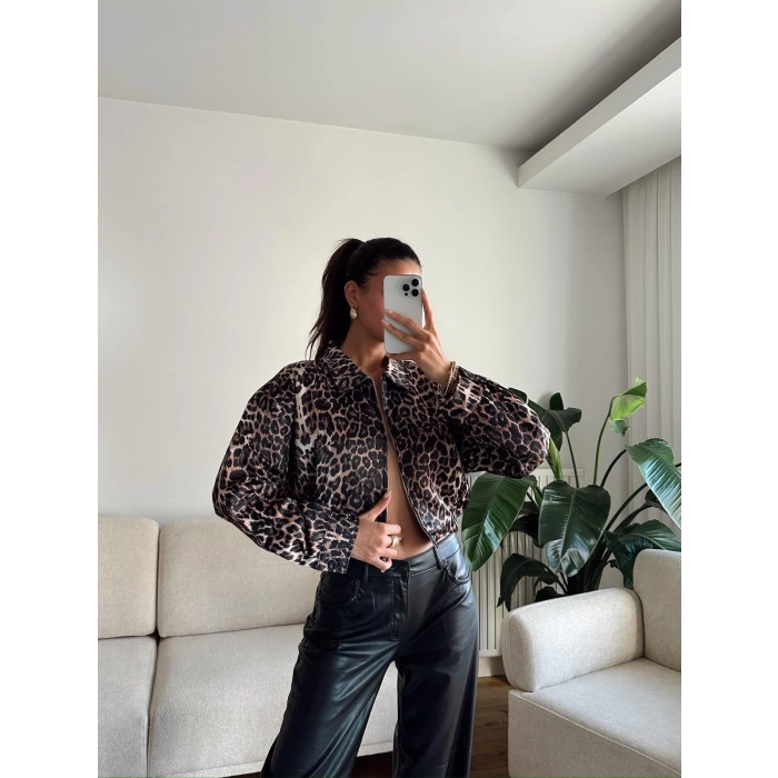 Leopar Çift Cep Ceket