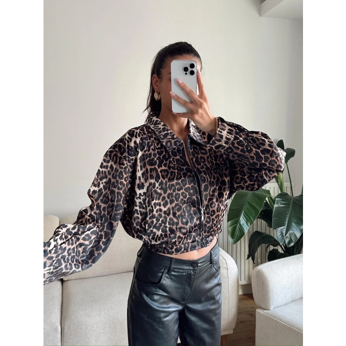 Leopar Çift Cep Ceket