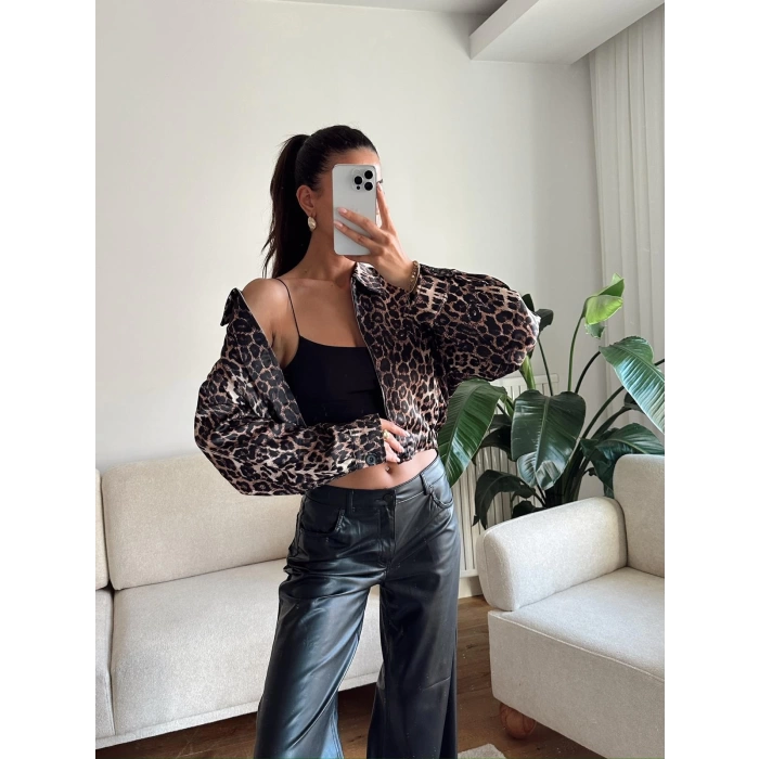 Leopar Çift Cep Ceket