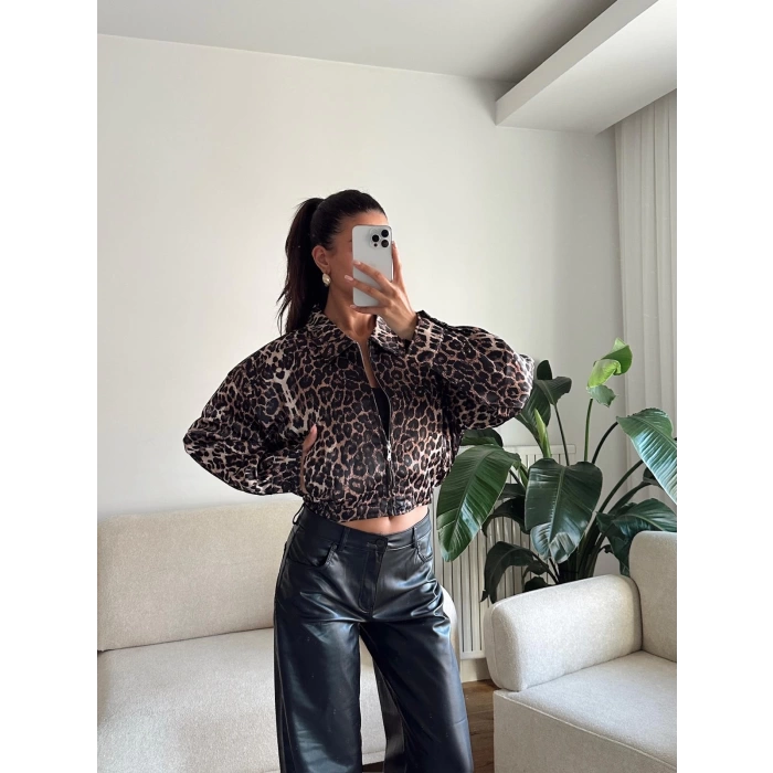 Leopar Çift Cep Ceket
