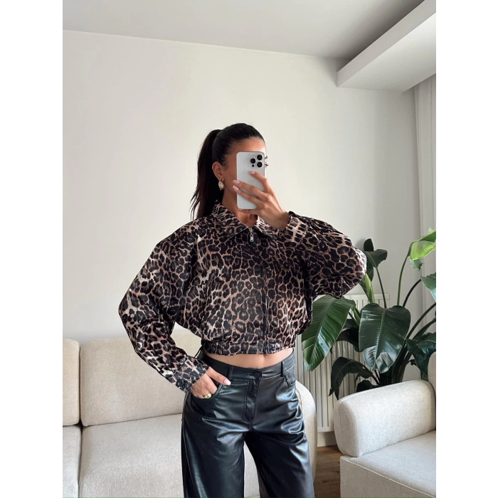 Leopar Çift Cep Ceket
