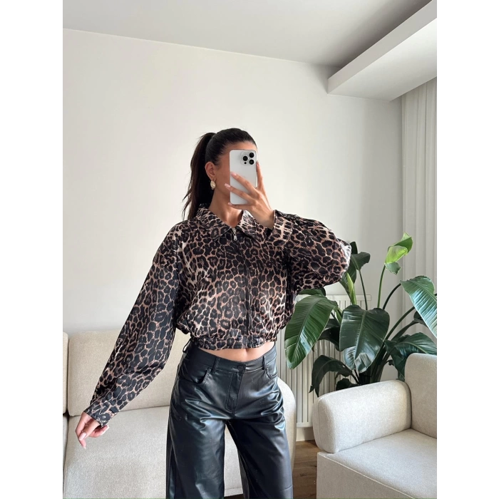 Leopar Çift Cep Ceket