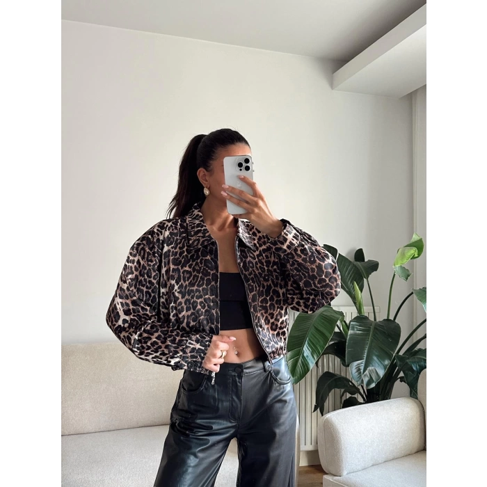 Leopar Çift Cep Ceket