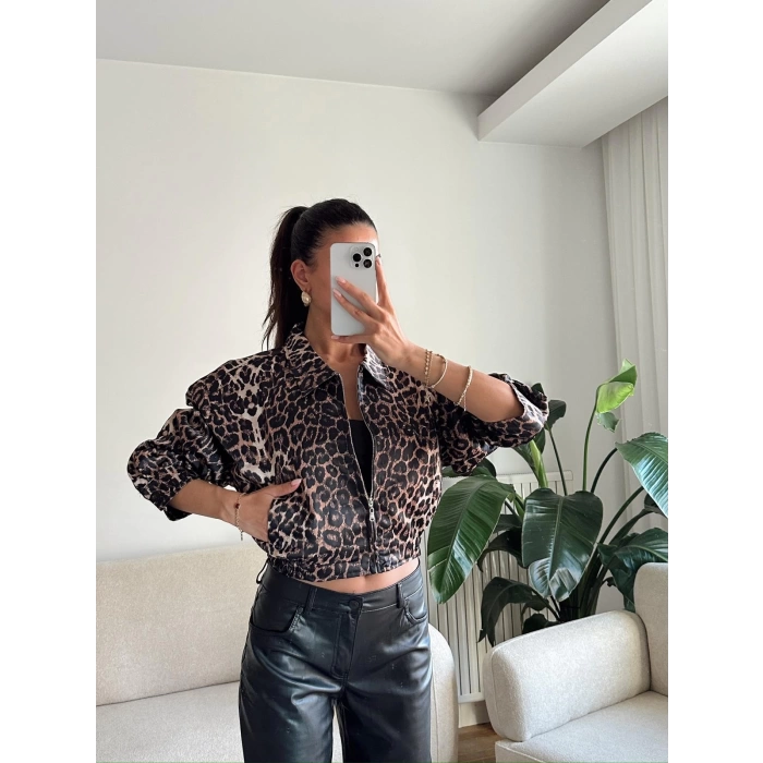 Leopar Çift Cep Ceket