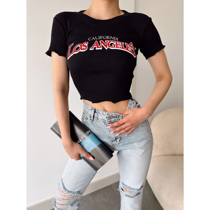 Los Angeles Kaşkorse Crop-SİYAH