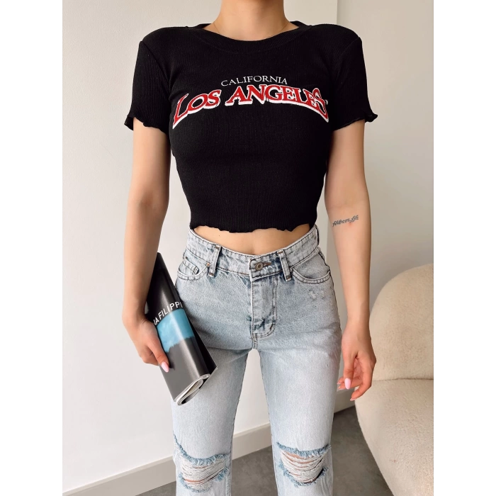 Los Angeles Kaşkorse Crop-SİYAH