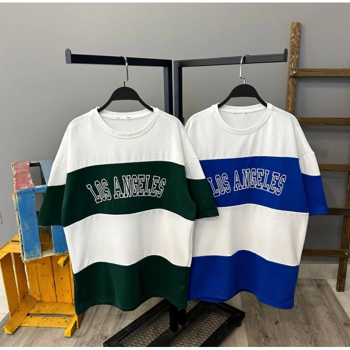 Los Angeles Unisex Oversize T-shirt-BEYAZYEŞİL