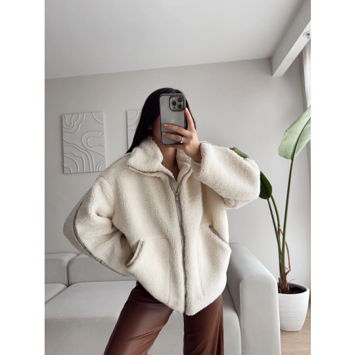 Lux Bear Peluş Astarlı Ceket - BEJ