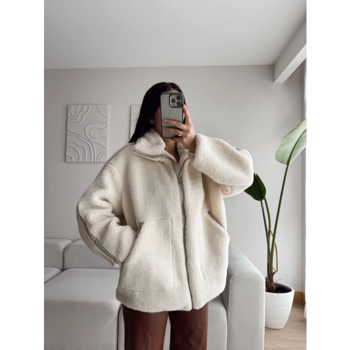 Lux Bear Peluş Astarlı Ceket - BEJ