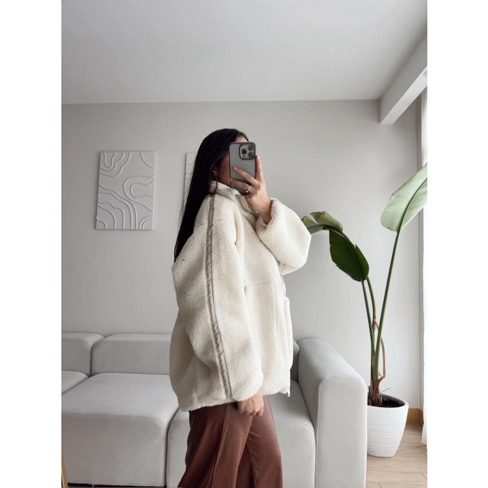 Lux Bear Peluş Astarlı Ceket - BEJ