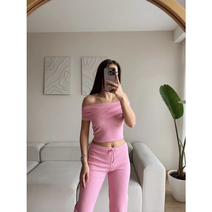 Madonna Crop & Pantolon Takım - PUDRA