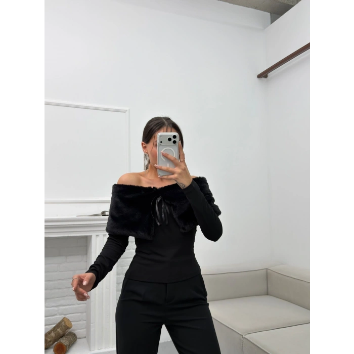 Madonna Yaka Kürklü Bluz