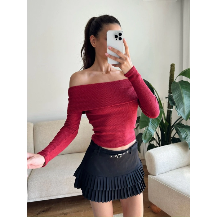 Madonna Yaka Yumoş Crop - BORDO