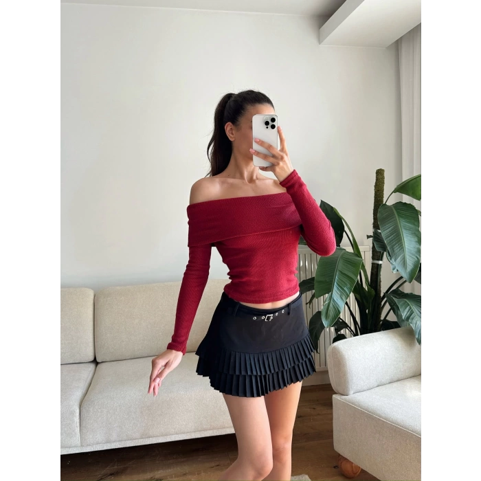 Madonna Yaka Yumoş Crop - BORDO