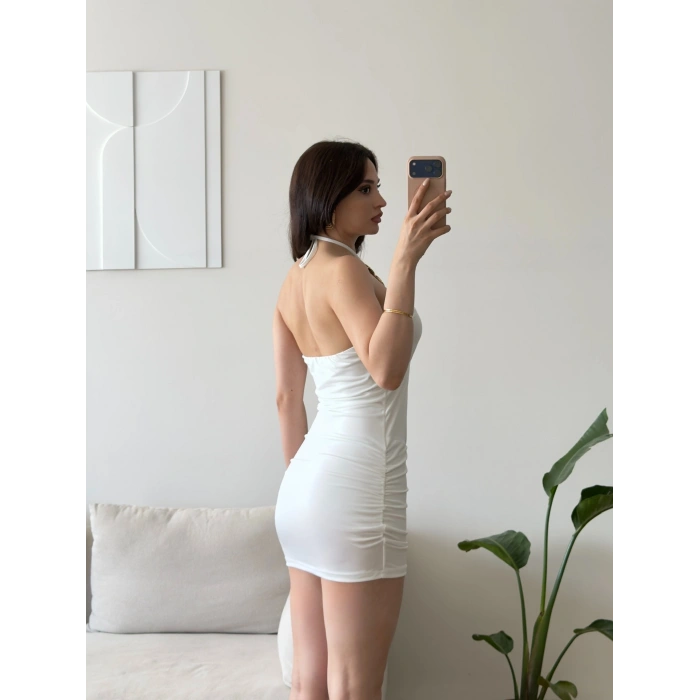 Marima Halter Mini Elbise - BEYAZ
