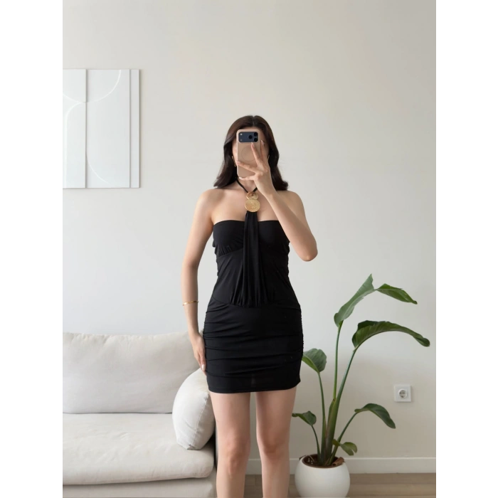 Marima Halter Mini Elbise - SİYAH