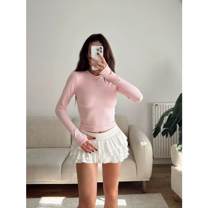 Marka Parmak Geçmeli Basic Crop - PEMBE