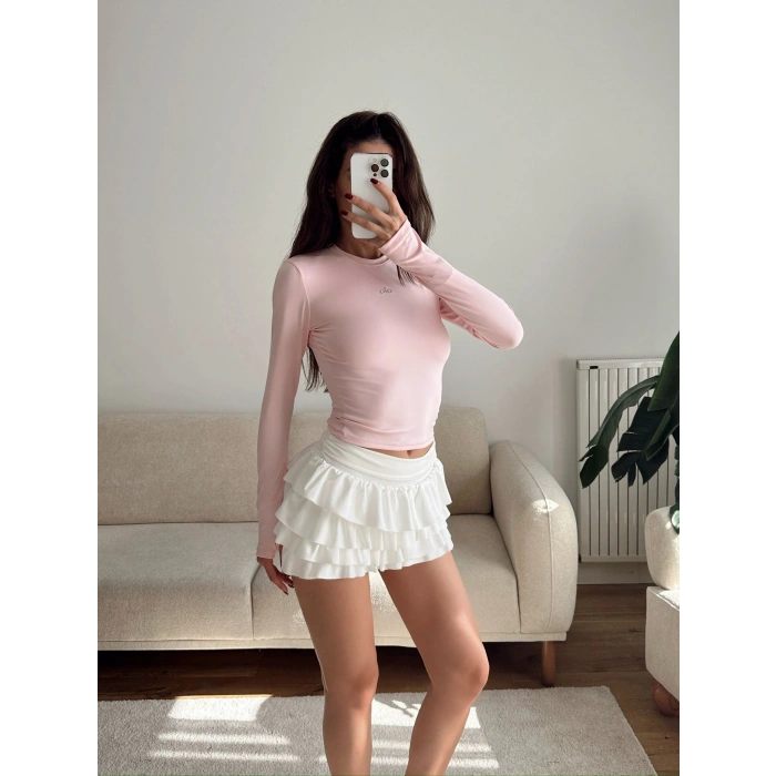 Marka Parmak Geçmeli Basic Crop - PEMBE