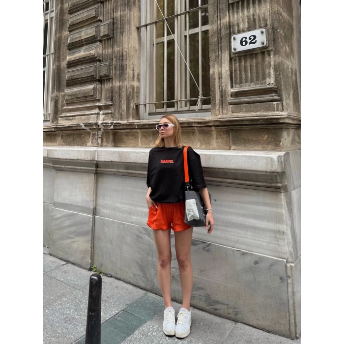 Marvel Avengers Baskılı Unisex Oversize T-shirt-SİYAH