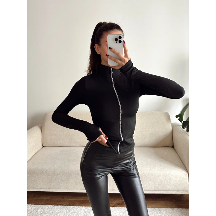 Parmak Geçmeli Sandy Ceket - SİYAH