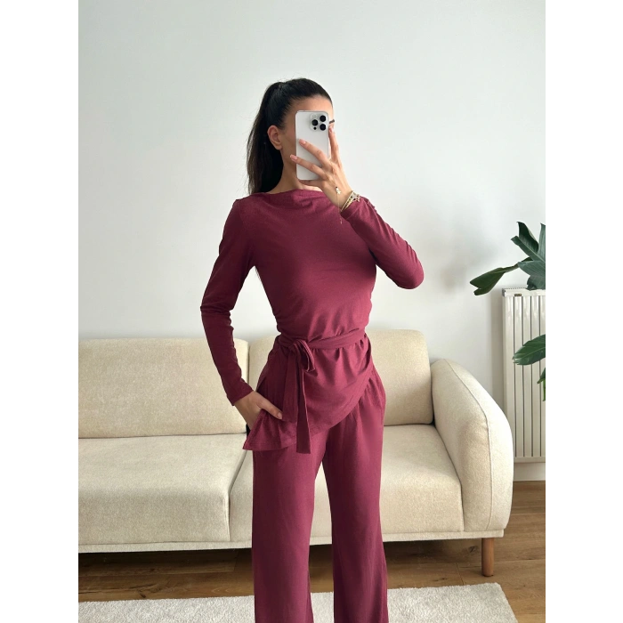 Modal Bel Kuşak İkili Takım - BORDO