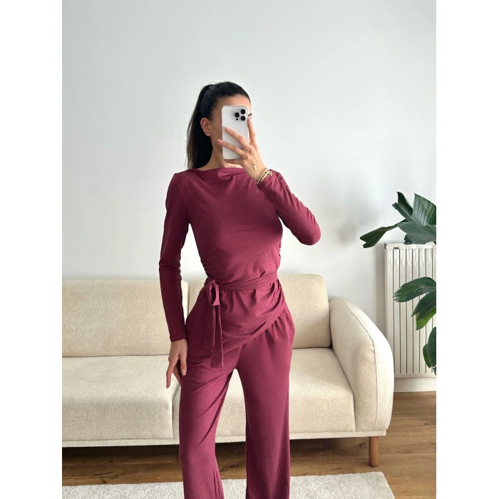 Modal Bel Kuşak İkili Takım - BORDO
