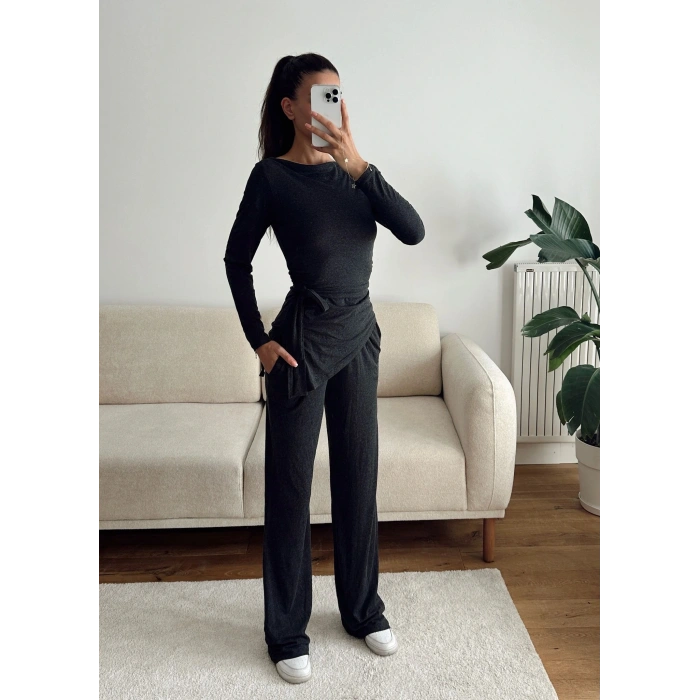 Modal Bel Kuşak İkili Takım - FÜME