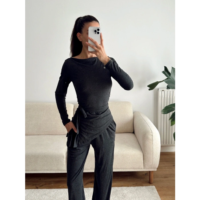 Modal Bel Kuşak İkili Takım - FÜME