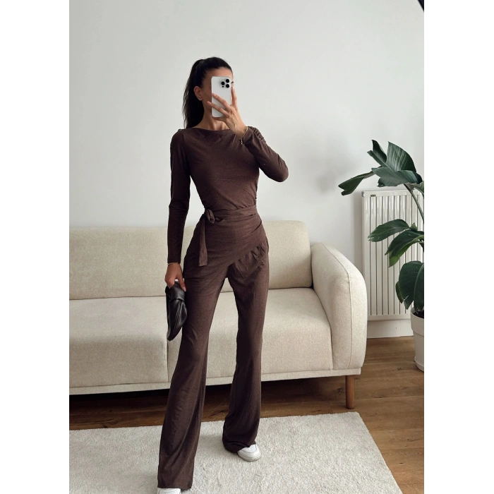 Modal Bel Kuşak İkili Takım - KAHVE