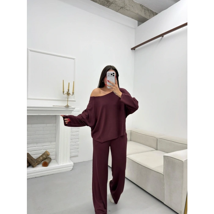 Modal Kayık Yaka Takım - BORDO