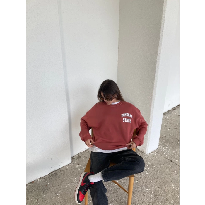 Montana State Vintage Unisex Oversize Sweat-KİREMİT