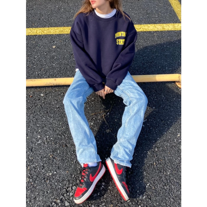 Montana State Vintage Unisex Oversize Sweat-LACİVERT